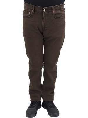 Hacker Denim Hacker Fistan Store Erkek Kahverengi Yüksek Bel Rahat Kesim Boru Paça Jean Pantolon