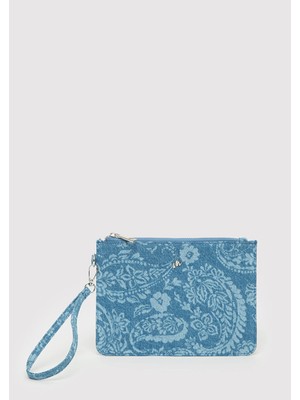 Mavi Etnik Desenli Denim El Çantası 1913944-82050