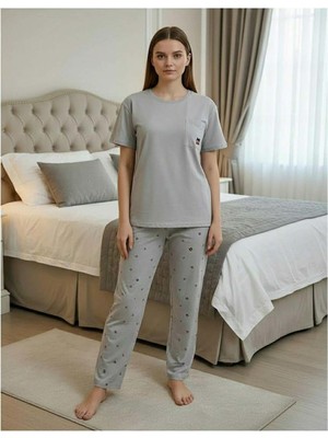 Mihra Kadın Compakt Penye Bisiklet Yaka Kısa Kol Ince Pijama Takımı 90791GK - 1 Adet