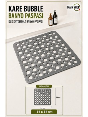 MAİN SHOP 2 Adet Kare Bubble Bath Math Banyo & Duş Kaydırmazı Antrasit Renk 54x54 cm M-149