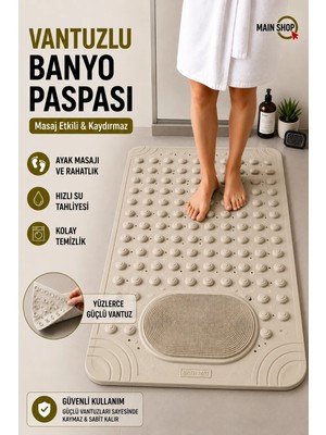 MAİN SHOP Vantuzlu Banyo ve Duş Kaydırmazı Duşa Kabin Küvet Içi Vantuzlu Banyo Paspası 36 x 69,5 cm M-162