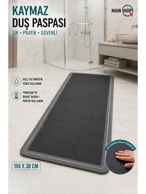Yazısız Uzun Dikdörtgen Banyo Halısı Tezgah Önü Sihirli Su Emici Paspası Kaymaz Tabanlı 156 x 38CM