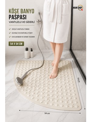 MAİN SHOP Vantuzlu Banyo ve Duş Kaydırmazı Duşa Kabin Küvet Içi Banyo Paspası 54X54 cm M-163