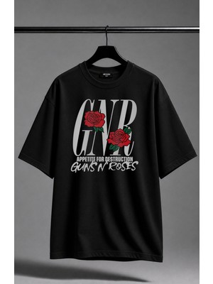 Fuddy Moda Unisex Oversize Gnr Guns N' Roses Appetite For Destruction Baskılı Rock Band Tişört