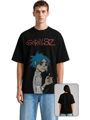 Fuddy Moda Unisex Oversize Gorillaz Mega Baskılı Rock Band Tişört