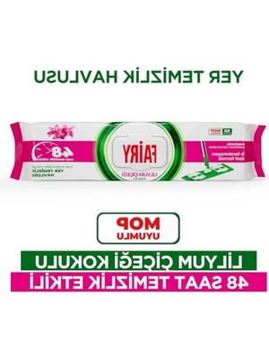MarkEntegra Fairy Çok Amaçlı Mop Uyumlu Yer Temizlik Havlusu 50 Yaprak | Lilyum Çiçeği| Beyaz Sirke & Karbonat | 48 Saat Temizlik Etkili | Iz Bırakmayan Formül