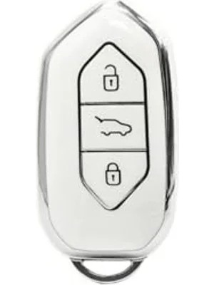 Autohan Keys Togg T10X T10F Akıllı Anahtar Kılıfı, 3 Tuşlu, Nano Koruma (Beyaz-Gümüş)