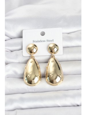 SHC4200 316L Çelik Gold Renk Damla Model Kadın Küpe