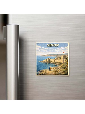 İberk Sivas Şehri - Pop-Art Travel - 9x9 cm Buzdolap Magneti