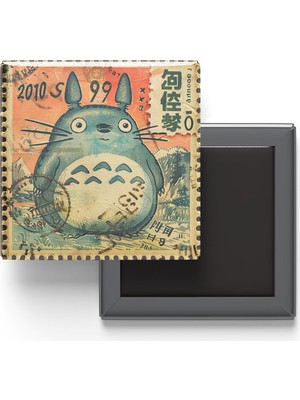 İberk Totoro - Baskılı Buzdolap Magneti Kare - 9x9 cm
