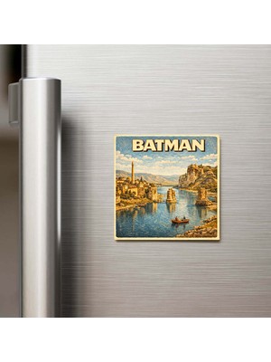 İberk Batman Şehri - Pop-Art Travel - 9x9 cm Buzdolap Magneti