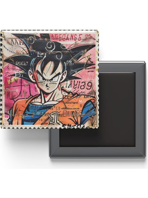 İberk Goku - Baskılı Buzdolap Magneti Kare - 9x9 cm