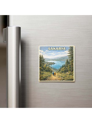İberk Sakarya Şehri - Pop-Art Travel - 9x9 cm Buzdolap Magneti