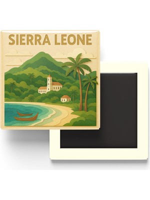 İberk Sierra Leone - Sierra Leone - Paper Cut Art - Baskılı Buzdolap Magneti Kare - 9x9 cm