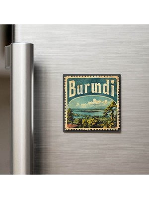 İberk Burundi Burundi - Posta Pulu Temalı Ülke - Baskılı Buzdolap Magneti Kare - 9x9 cm