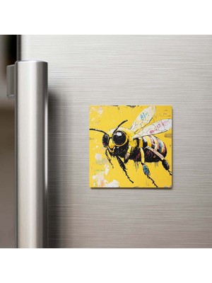 İberk Bee - Arı - Güneş Gözlüklü Style - Buzdolap Magneti - 9x9 cm