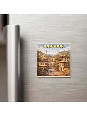 İberk Karabük Şehri - Pop-Art Travel - 9x9 cm Buzdolap Magneti
