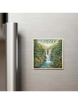 İberk Düzce Şehri - Pop-Art Travel - 9x9 cm Buzdolap Magneti