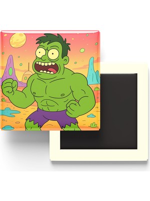 İberk Hulk - 9x9 cm Baskılı Kare Buzdolap Magneti (Rozetli)