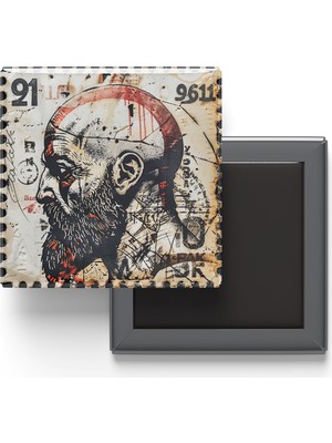 İberk Kratos - Baskılı Buzdolap Magneti Kare - 9x9 cm