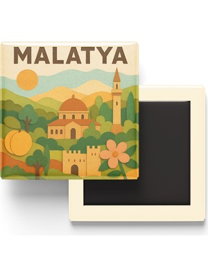 İberk Malatya - Memleket Temalı - Paper Cut Art - Baskılı Buzdolap Magneti Kare - 9x9 cm