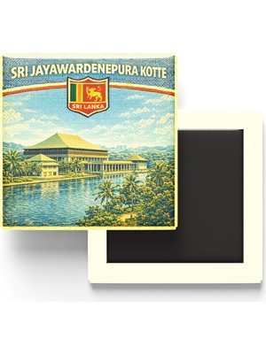 İberk Retro Sri Lanka Sri Jayawardenepura Kotte Şehri Temalı Vintage Buzdolap Magneti – 9x9 cm