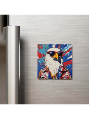 İberk Eagle - Kartal - Güneş Gözlüklü Style - Buzdolap Magneti - 9x9 cm