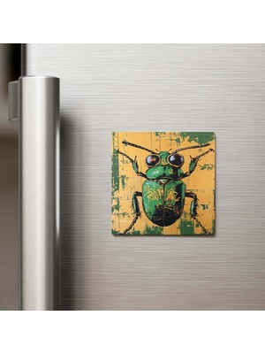 İberk Beetle - Böcek - Güneş Gözlüklü Style - Buzdolap Magneti - 9x9 cm
