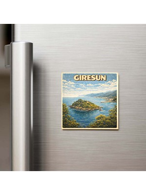 İberk Giresun Şehri - Pop-Art Travel - 9x9 cm Buzdolap Magneti