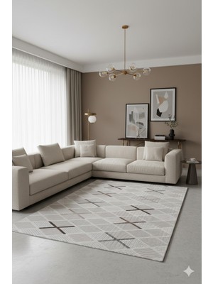 Fuly Consept  Soft Bej Kesme Yolluk – Kaymaz Taban Mutfak Halısı FCJ3006 Bej