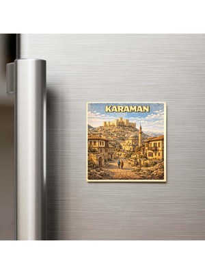 İberk Karaman Şehri - Pop-Art Travel - 9x9 cm Buzdolap Magneti