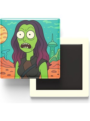 İberk Gamora - 9x9 cm Baskılı Kare Buzdolap Magneti (Rozetli)