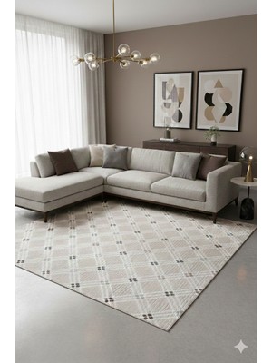 Fuly Consept  Modern Bej Koridor Halısı – Yıkanabilir Kaymaz Taban FCJ3010 Bej