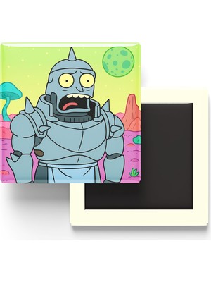 İberk Alphonse Elric - 9x9 cm Baskılı Kare Buzdolap Magneti (Rozetli)