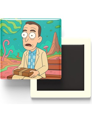 İberk Forrest Gump - 9x9 cm Baskılı Kare Buzdolap Magneti (Rozetli)
