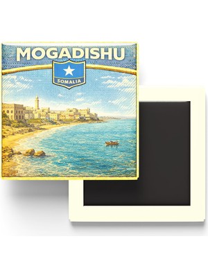 İberk Retro Somali Mogadişu Şehri Temalı Vintage Buzdolap Magneti – 9x9 cm