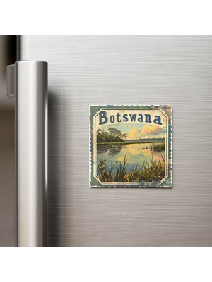 İberk Botsvana Botswana - Posta Pulu Temalı Ülke - Baskılı Buzdolap Magneti Kare - 9x9 cm