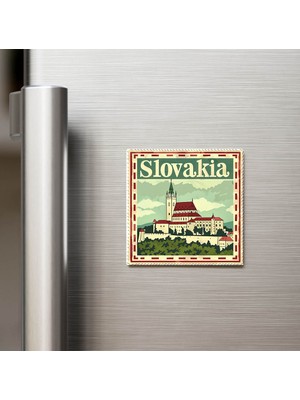 İberk Slovakya Slovakia - Posta Pulu Temalı Ülke - Baskılı Buzdolap Magneti Kare - 9x9 cm