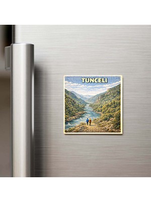 İberk Tunceli Şehri - Pop-Art Travel - 9x9 cm Buzdolap Magneti