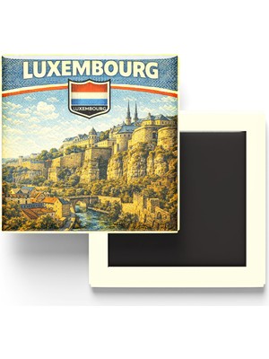 İberk Retro Lüksemburg Lüksemburg Şehri Temalı Vintage Buzdolap Magneti – 9x9 cm