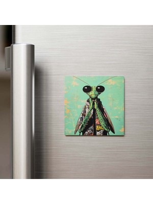 İberk Mantis - Peygamber Devesi - Güneş Gözlüklü Style - Buzdolap Magneti - 9x9 cm