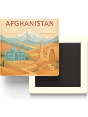 İberk Afganistan - Afghanistan - Paper Cut Art - Baskılı Buzdolap Magneti Kare - 9x9 cm