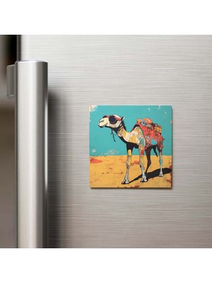 İberk Camel - Deve - Güneş Gözlüklü Style - Buzdolap Magneti - 9x9 cm