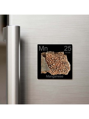 İberk Manganese (Manganez) Elementi – Buzdolap Magneti – 9x9 cm