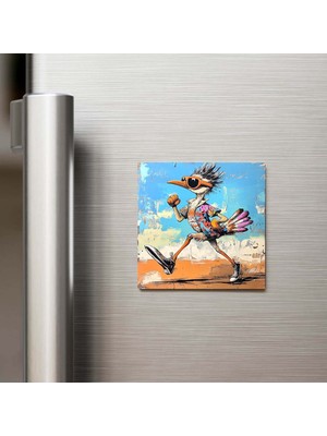 İberk Roadrunner - Yol Koşucusu - Güneş Gözlüklü Style - Buzdolap Magneti - 9x9 cm