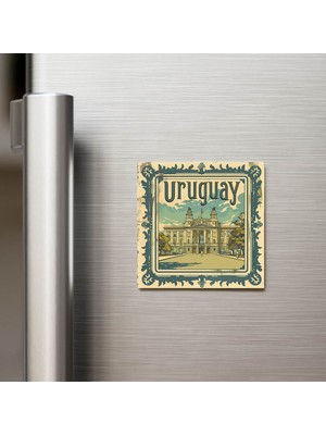 İberk Uruguay Uruguay - Posta Pulu Temalı Ülke - Baskılı Buzdolap Magneti Kare - 9x9 cm