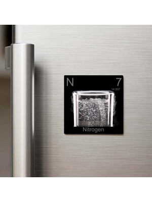 İberk Nitrogen (Azot) Elementi – Buzdolap Magneti – 9x9 cm