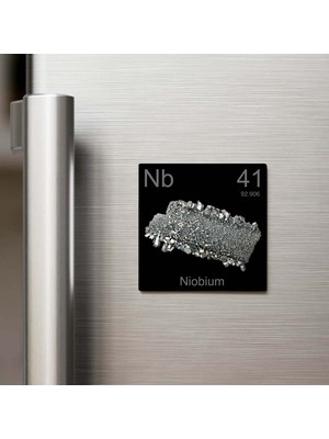 İberk Niobium (Niyobyum) Elementi – Buzdolap Magneti – 9x9 cm