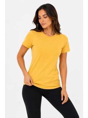 Alyn Wear Basic Tişört Bisiklet Yaka Kısa Kol Günlük Yazlık Slim Fit T-Shirt - Sarı