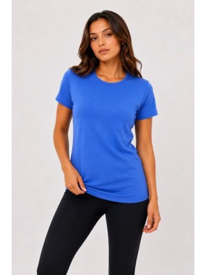Mç Plus Basic Tişört Bisiklet Yaka Kısa Kol Günlük Yazlık Slim Fit T-Shirt - Mavi
